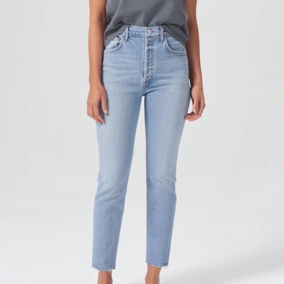 NWT AGOLDE Riley HIGH RISE STRAIGHT CROP (STRETCH) In RTION - Picture 1 of 15